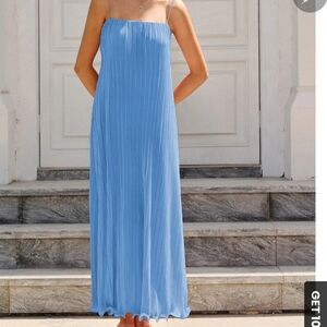 Commense Strapless Blue Maxi Dress